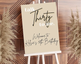 Talk Thirty To Me | 30e verjaardag | Welkomstbord en uitnodiging | DIGITALE KOPIE | Bewerkbare canvaskopie | 30e verjaardagsthema |