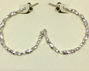 Sterling silver large hoop earrings. Twisted silver hoop earrings. Textured hoop earrings. Girl gift. Women's gift.  Devine Designs Jewelry