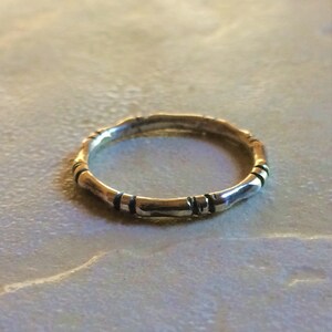 Bamboo ring... Sterling silver. Hand crafted. Unisex. Stackable ring. Unique Gift idea. Single sterling silver band ring image 7