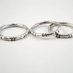 Bamboo ring... Sterling silver. Hand crafted. Unisex. Stackable ring. Unique Gift idea. Single sterling silver band ring image 1
