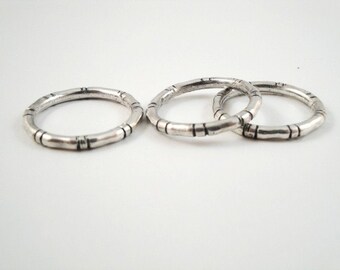 Bamboo ring... Sterling silver. Hand crafted. Unisex.  Stackable ring. Unique Gift idea.  Single sterling silver band ring