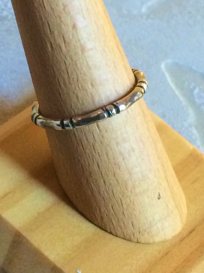Bamboo ring... Sterling silver. Hand crafted. Unisex. Stackable ring. Unique Gift idea. Single sterling silver band ring image 5