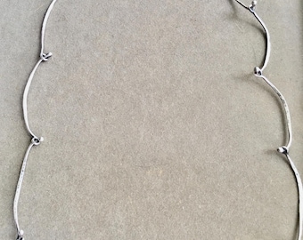Sterling Silver hammered Link Necklace/21inches/Artisan OOAK Chain