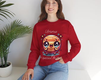 Bluza z kreskówkowym Uranem, grafika Happy Planet, prezent dla miłośnika kosmosu