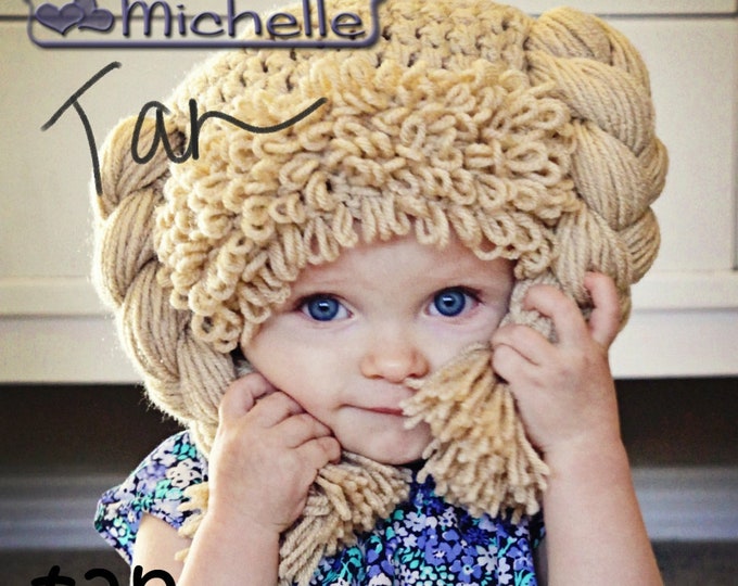 Cabbage Patch Hair Crochet Hat: Custom Handmade Halloween Wig for Baby, Toddler Child & Adults