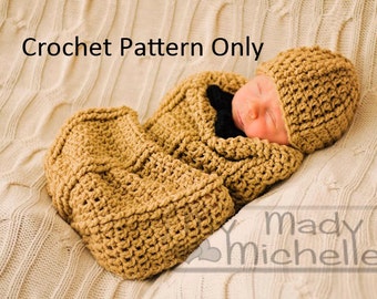 Crochet Pattern for Infant Peanut Cocoon 0-3 months with hat and bow Adorable Costume