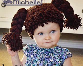 Cabbage Patch like Doll Hat and Hair 4 Baby Girl Toddler Children and Adult Custom Handmade Wig Costume for Christmas