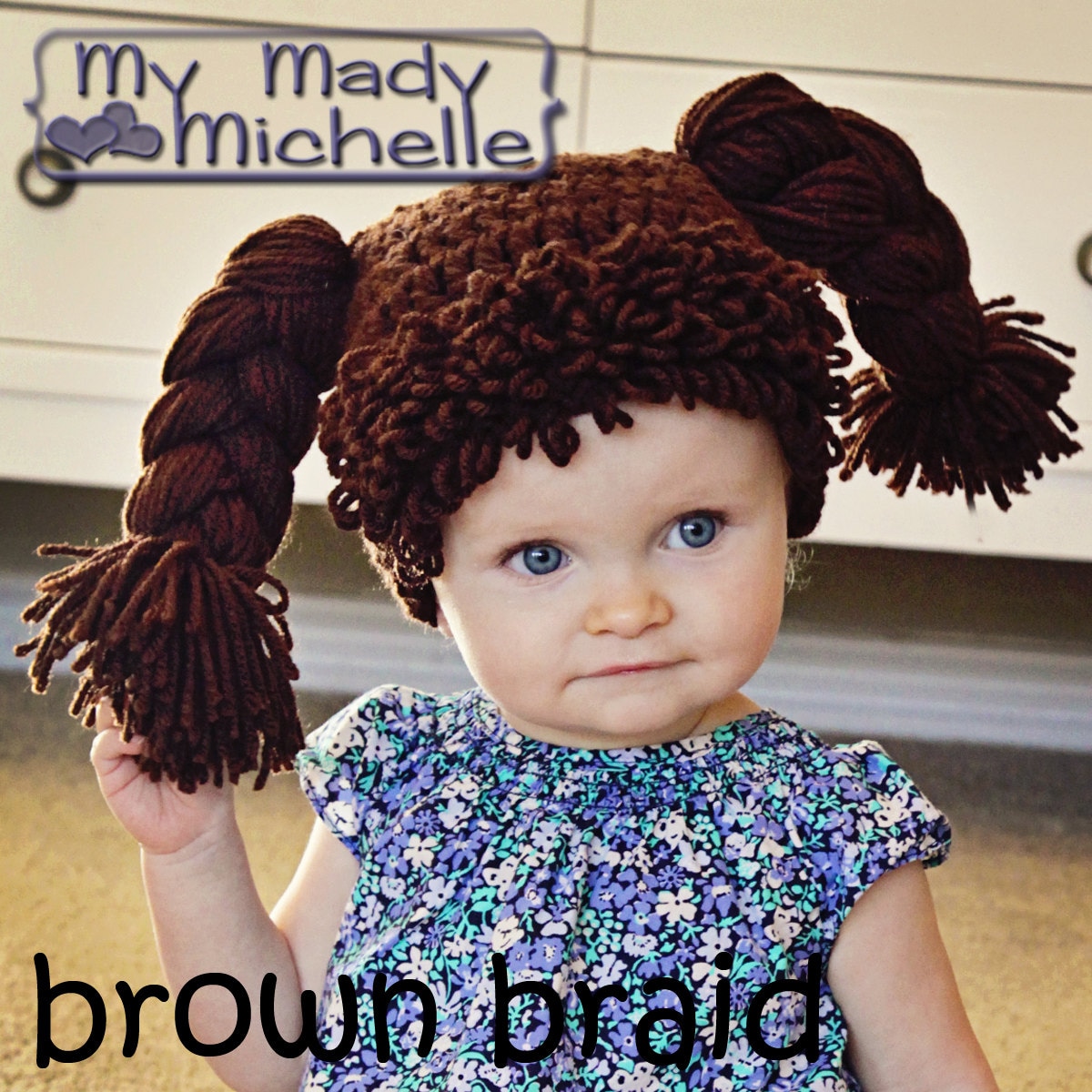 Cabbage Patch like Doll Hat and Hair 4 Baby Girl Toddler Children and Adult Custom Handmade Wig Costume for Christmas