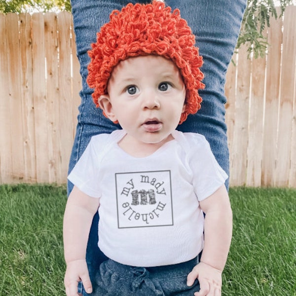 Boys 2 Men Curly Patch like Doll Hat w Onesie for Baby Toddler Children & Adults Costume Handmade Wig for Halloween Cosplay