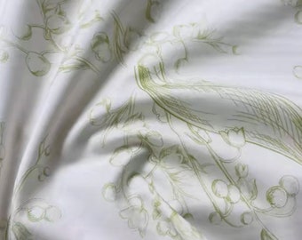 White cotton lily of valley white embroidered fabric,by meter, dress making
