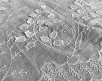 cotton 3D lily of valley fabric embroidery fabric ,by yard, dress making