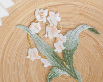 lily of valley patch embroidery iron on sew on patch dress making