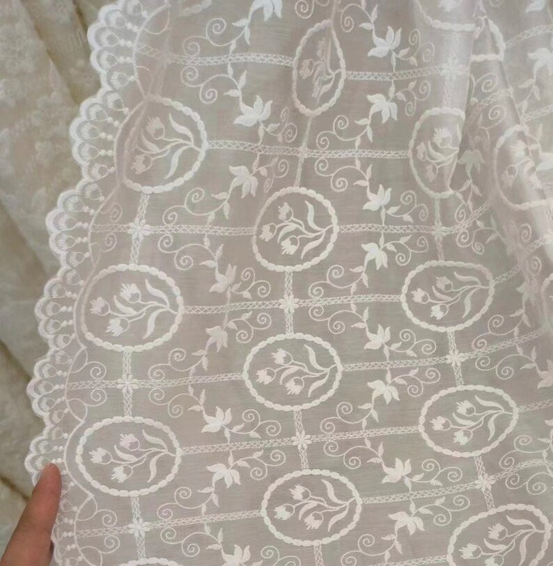 Lily of valley embroidery lace fabric sewing lace by yard bridal dress