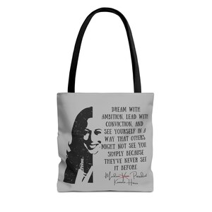 Dream with Ambition Lead with Conviction Tote Bag, School or Work Book Bag, Kamala Harris Tote Bag, Progressive Tote, Reusable Grocery Bag