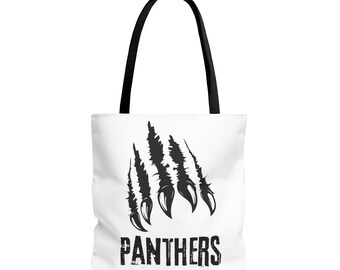 Panthers Tote Kundengerechte Schulmaskottchen-Lehrer-Tasche, Schul- oder Arbeitstasche, Büchertasche, wiederverwendbare Einkaufstasche, Lehrer, Trainer oder PTA-Geschenk