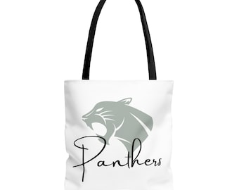Panthers Tote, niedliches anpassbares Schulmaskottchen Lehrer Tasche, Schul- oder Arbeitstasche, Büchertasche, wiederverwendbare Einkaufstasche, Geschenk für Frau oder Mädchen