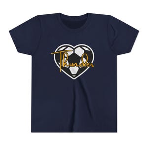 Youth Soccer Short Sleeve Tee with Heart Soccer Ball Custom Kids Soccer Shirt Soccer Team TShirt Personalize with Team Colors