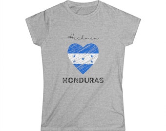 Hecho en Honduras Camiseta, Women&#39;s Honduran Flag T-Shirt, Honduran Pride Tee, Made in Honduras Shirt, Customizable Latina Pride Shirt