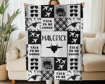 Benutzerdefinierte Kampfjet Decke mehrere Größen, Geschenk der Luftwaffe, Flugzeug Kinderzimmer Dekor, Flugzeug Name Decke, personalisierte militärische Geschenk