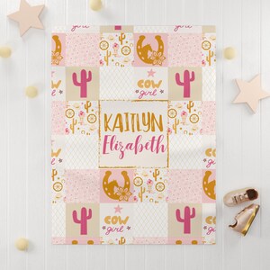 Baby Name Blanket Personalized Baby Blanket Cowgirl Blanket Cow girl Baby Blanket Cactus Baby Blanket Minky Soft Shower Gift Baby Girl