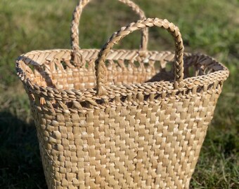 Handmade Straw Shoulder Bag – Woven Summer Tote with Handles, Beach Bag, Large Eco-Friendly Boho Bag for Daily Use or Vacation