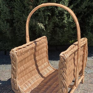 Wicker Firewood Basket – Handmade Willow Log Holder with Handle, Rustic Fireplace Wood Carrier, Natural Eco-Friendly Home & Cabin Décor