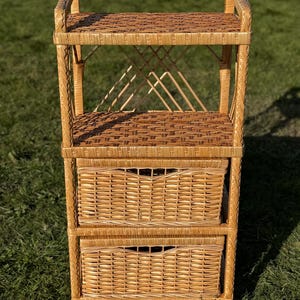 Handmade Wicker Dresser Cabinet | Rattan Storage Shelf with Drawers | Eco-Friendly Organizer | Rustic Woven Chest | 90 cm Tall