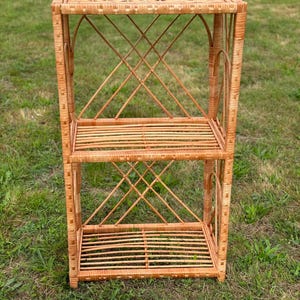 Wicker Shelf Unit | Handmade Rattan Shelf | Boho Storage Rack | Natural Woven Organizer | Eco-Friendly Bookshelf | Rustic Wicker Stand
