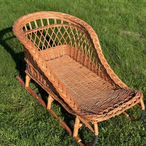 Wicker Sled for Kids | Handmade Rattan Sled | Winter Holiday Sledge | Eco Toddler Sleigh | Rustic Woven Snow Sled | Gift Idea