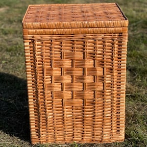 Wicker Laundry Hamper with Lid – Large Natural Willow Storage Basket, Handmade Clothes Bin, Eco-Friendly Home Organizer
