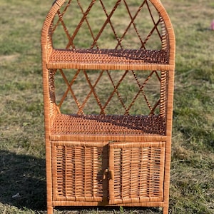 Wicker Arched Shelf, Rattan Wall Shelf Unit, Handmade Willow Cabinet, Boho Storage Organizer, Natural Wicker Furniture, Rustic Bookshelf
