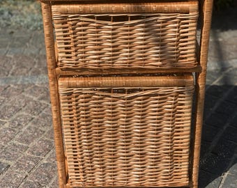 Handgemaakte rieten ladekast, rotan ladekast, natuurlijke rieten opbergruimte, boho slaapkamermeubilair, milieuvriendelijke kast, rustieke organizer
