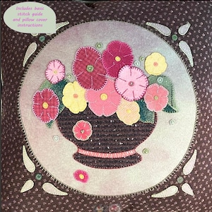 Felted Wool Appliqué, Bowl of Flowers Digital Pattern