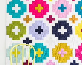 Quilty Love Cross Tile Quilt Pattern // Fat Quarter Quilt // No. 107 // Baby  // Throw // Queen // Emily Dennis