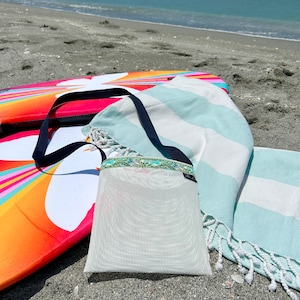 Sea Shell Collecting Bag Turquoise Fox, FREE SHIPPING