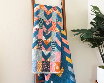 Quilty Love Scrappy Arrows Quilt Pattern // Fat Quarter Friendly // No. 145 // Baby // Throw //  Twin // Full // Queen// King// Emily Dennis