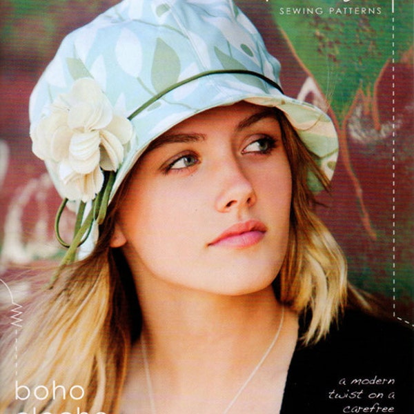 Heather Bailey Boho Cloche Hat Sewing Pattern, FREE SHIPPING