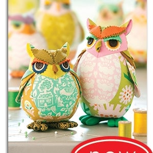 Heather Bailey Edgar Owl and Poe Pincushion Sewing Pattern, FREE SHIPPING