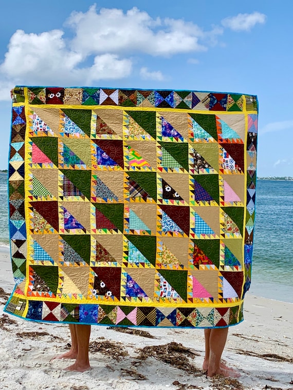 Wanderlust Vintage Fabric Quilt // Camping //Snuggle // Lovers Quilt // Stargazing// Jeep Travels // Machine Quilted // Free Shipping