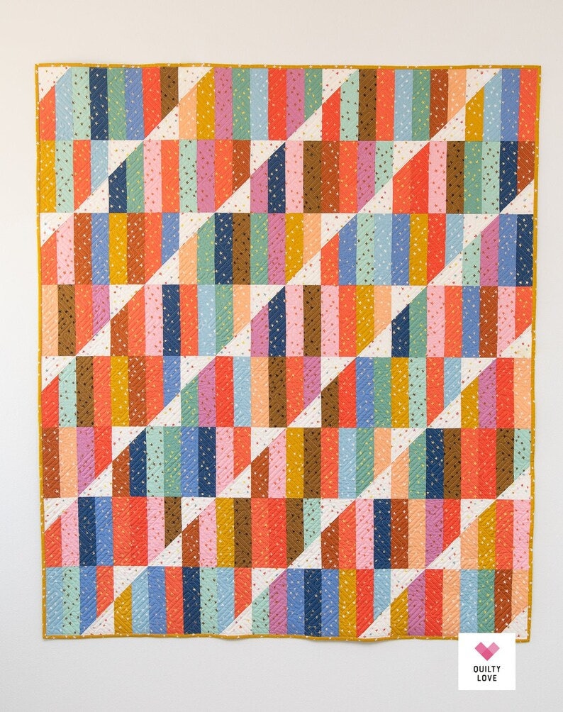 Quilty Love Happy Stripes Quilt Pattern // Fat Quarter // No. 144 // Baby // Throw // Twin // Full // Queen // King// Emily Dennis // Scrap image 2