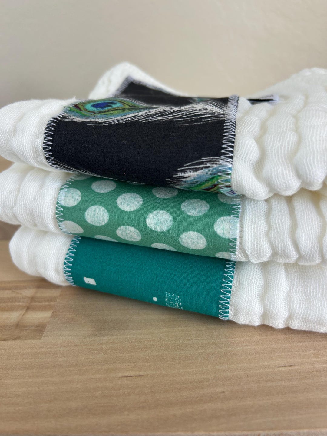 Jade Plumage Baby Burp Cloth Set (3) // Art Gallery Fabrics // Newborn ...