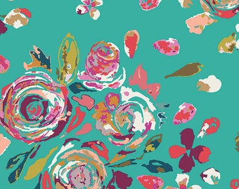 Swifting Flora Boho Fabric, 1 yard // Art Gallery Fabric // Boho Fusions // Turquoise // Flowers