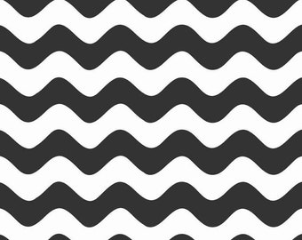 Riley Blake Vivid Black Waves Home Dec Fabric, 1 yard