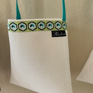 Sea Shell Collecting Bag Green + Blue Hexagon, FREE SHIPPING