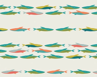 Oceania Nightlight Eight Fabric, 1 yard // Art Gallery Fabric // Jessica Swift // Fish // Whales // Swim // Ocean