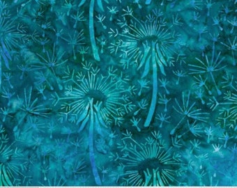 Make a Wish Riley Blake TJAPS Aquamarine Fabric, 1 yard // Cotton// Batik // Dandelion // Tropical // Beach // Florida // Summer