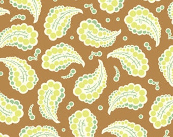 Heather Bailey Freshcut Dotted Paisley Brown Fabric, 1 Yard