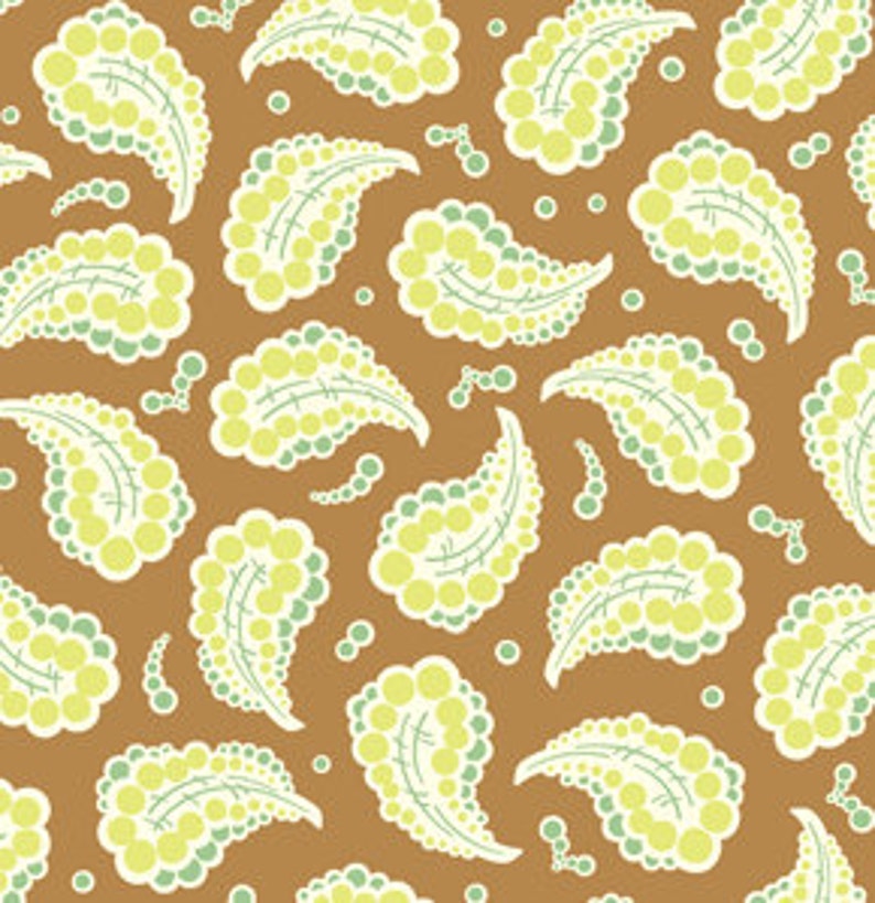 Heather Bailey Freshcut Dotted Paisley Brown Fabric, 1 Yard image 1