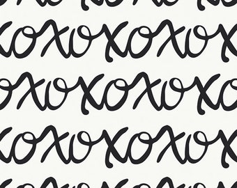 Capsules Letters XOXOXO Fabric, 1 yard // Art Gallery Fabric // Capsules //Love // Black and White // Hugs // Kisses // Love