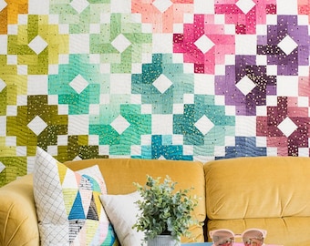 Quilty Love Ombre Gems Quilt Pattern // Fat Quarter Quilt // No. 108 // Jelly Roll // Throw //  Emily Dennis // Diamond // Patchwork